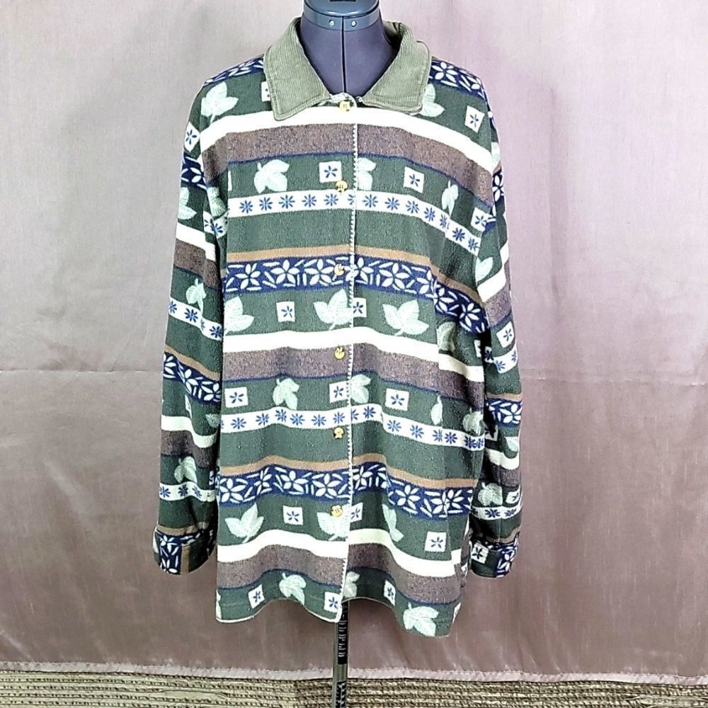 CAPACITY Floral Aztec‎ Cardigan Sweater 2X